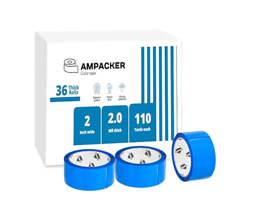 Heavy Duty Packaging Color Tape for Shipping,Packing and Moving 2" Wide x 2.0 Mil Thick -110 Yrd Roll -Acrylic Adhesive Tape for Box Sealing. (36 Rolls, Black, 2" Wide x 110 yds).