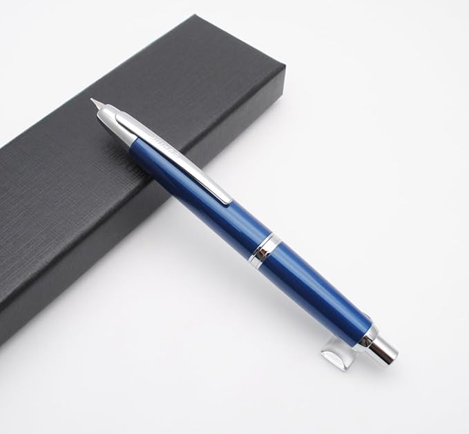 JINHAO 10 Press Fountain Pen, Retractable Metal Pen with Ink Converter (F Nib 0.5mm, Pearl Blue)