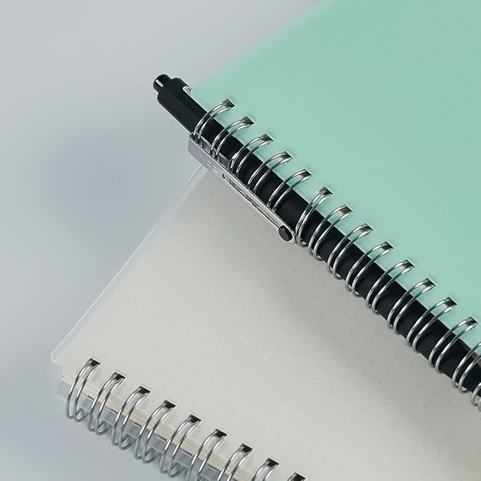 2 Pack A4 Spiral Bullet Dotted Journal with 120gsm Thick Paper, Dot Grid Spiral Notebook with Plastic Hardcover and Elastic Band Closure, 74 Sheets Per Pack 8.5 x 11 Inches