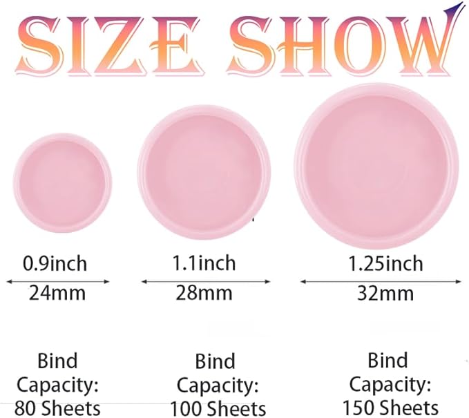 100PCS Discbound Notebook Accessories Expansion Planner Discs Binder Rings Loose-Leaf Plastic Book Binding Disc(Pink,1.25"(32 mm)
