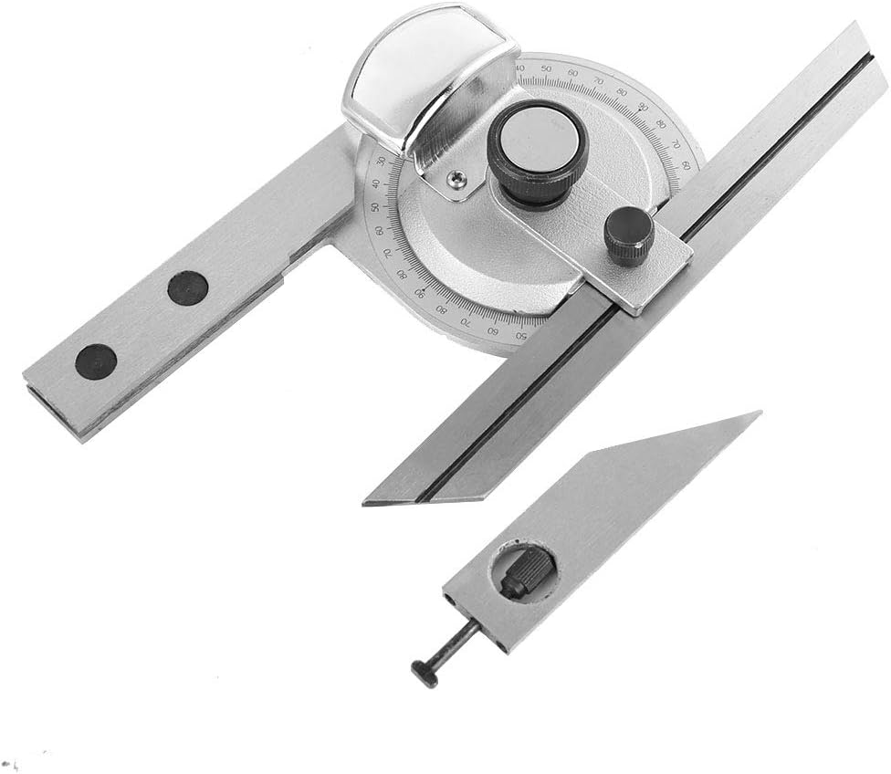 Fdit Bevel Protractor, 360 Degree Universal Stainless Steel Vernier Bevel Protractor, Angle Measuring Finder Ruler Tool with Magnifying Glass