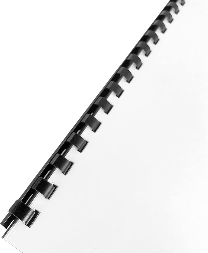 TOTiyea 200 Pack Plastic Binding Comb Spines,1/2 Inch Diameter,90 Sheet Capacity,Letter Size (8.5x11 Inches) Black Color Binding Comb Spines