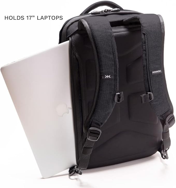 Knack Series 1 Laptop Backpack Fits up to 17 Inch - Knack Bags Carry-On Backpack, TSA Approved, Expandable Travel Backpacks With 4 Day Outfit Capacity (Stealth Black, Large)
