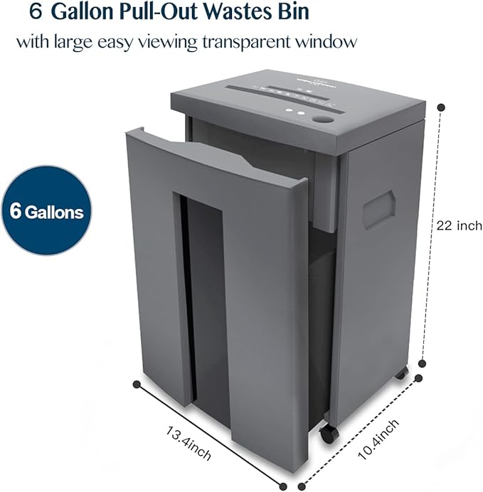 WOLVERINE 18-Sheet Shredders for Home Office Heavy Duty P-4 Security Level Crosscut Paper Shredder Paper/CD/Card Ultra Quiet Paper Shredder for Home with 6 Gallons Pullout Waste Bin SD9113(Grey ETL)