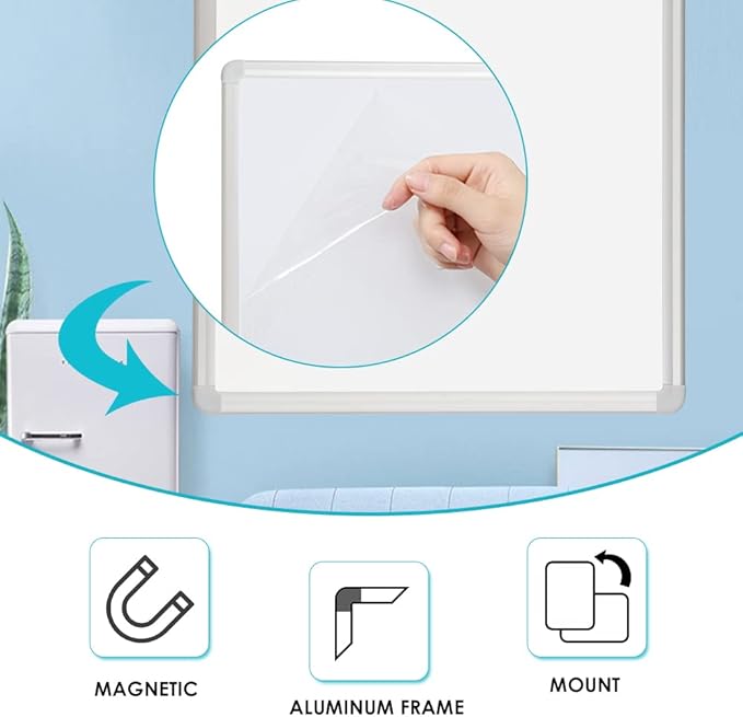 DEVELOP Magnetic Dry Erase White Board 24x36 Inch, Aluminum Frame Wall-Mounted Whiteboard with Detachable Marker Tray & Magnetic Surface for Home Office Classroom Kitchen Memo