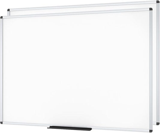 VIZ-PRO Magnetic Whiteboard/Dry Erase Board, 5' X 3', Pack of 2, Silver Aluminum Frame
