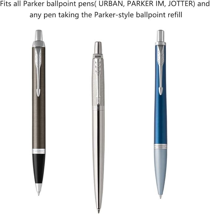 Unibene Parker Compatible Gel Ink Ballpoint Refills 12 Pack,0.7mm Medium Point-Black, Smooth Writing Replaceable German Ink Tactical Pen Refills for Parker Ballpoint/UZI Pen