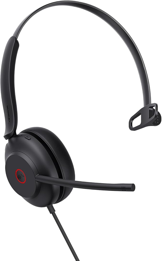 Yealink UH35 Professional USB Headset, Mono Wired Headset with Noise Cancelling Microphone, Call and Music Mode, Lightweight Comfort Design, Teams Certified