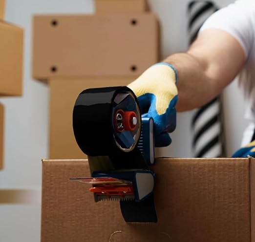 Heavy Duty Packaging Color Tape for Shipping,Packing and Moving 2" Wide x 2.0 Mil Thick -110 Yrd Roll -Acrylic Adhesive Tape for Box Sealing. (1 Roll, Black, 2" Wide x 110 yds).