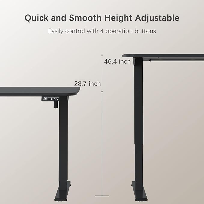 Furmax Electric Height Adjustable Standing Desk Large 40 x 24 Inches Sit Stand up Desk Home Office Computer Desk Memory Preset with T-Shaped Metal Bracket, Black