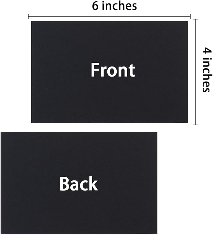 100 Pack Thick Paper Cardstock Blank Heavy Cards Stock for Invitations, Greeting Cards Making, Postcards, Photos, 250GSM Thick Paper (Black, 4x6 inches)