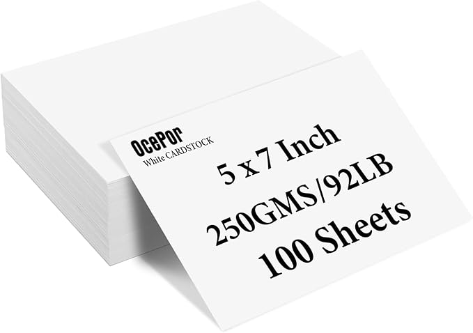 100 Sheets Cardstock 5”x 7”,Blank Card Stock 92lb/250gsm, Thick Heavy CardStock Printer Paper for Wedding Invitation, Greeting Cards Making, Postcards, Photos