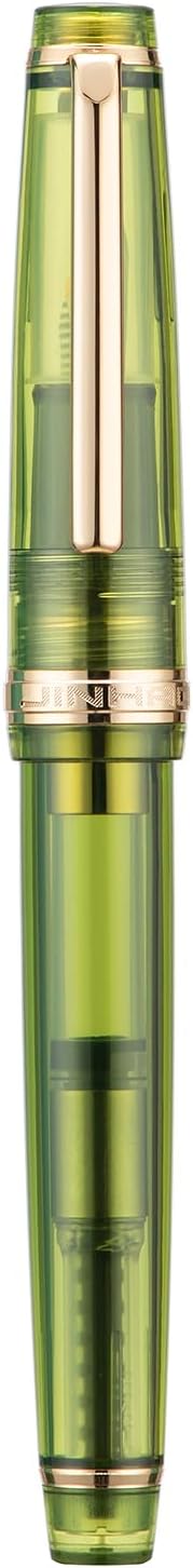 Jinhao 82 Acrylic Fountain Pen, Iridium Fine Nib with Ink Converter, Transparent Olive Green Classic Design Smooth Writing Pen (Gold Trim)