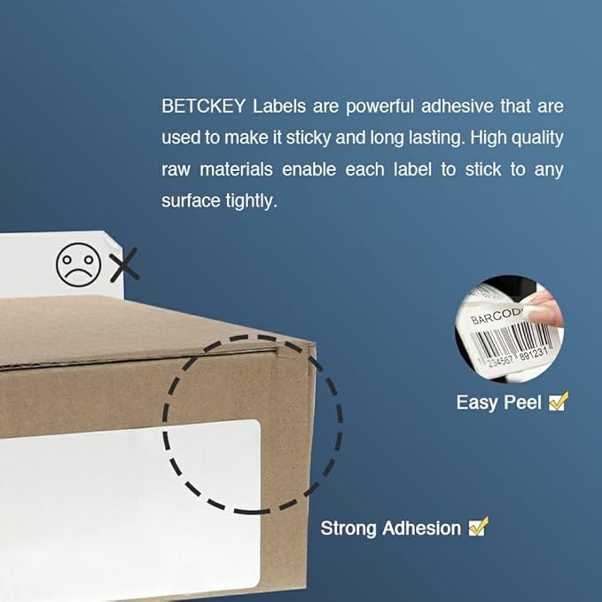 BETCKEY - Compatible Shipping Labels Replacement for Brother DK-1241 (4" x 6"), Use with Brother QL Label Printers [6 Rolls + 1 Reusable Cartridge]