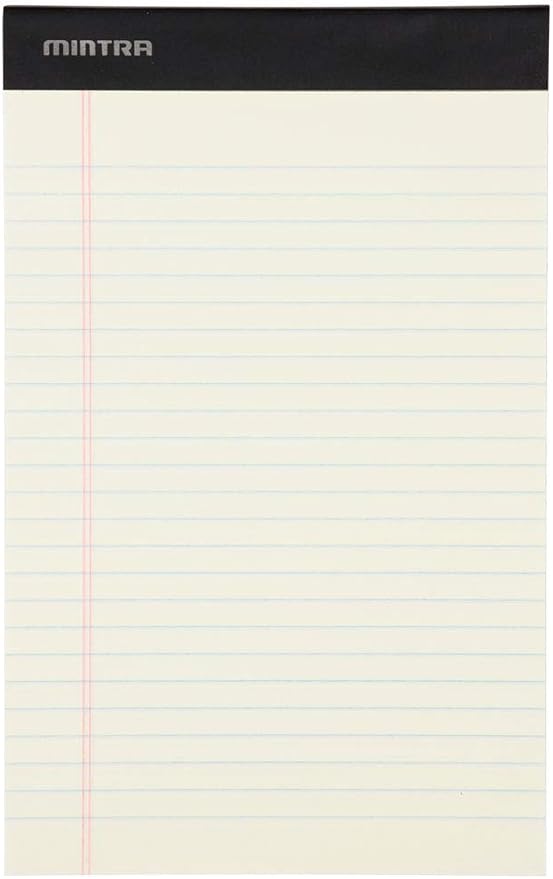 Mintra Office Legal Pads, ((Basic 6pk - (Pastel Set #2), 5in x 8in, Narrow Ruled)), Narrow Ruled, 50 Sheets per Notepad, Micro perforated Writing Pad, Notebook Paper for School, College, Office, Work