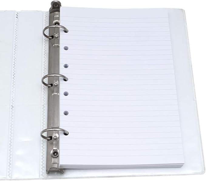 Lind Filler Paper for 3-Ring or 7-Ring Mini Binders 5.5"x8.5", 300 Sheets, 7-Hole, White