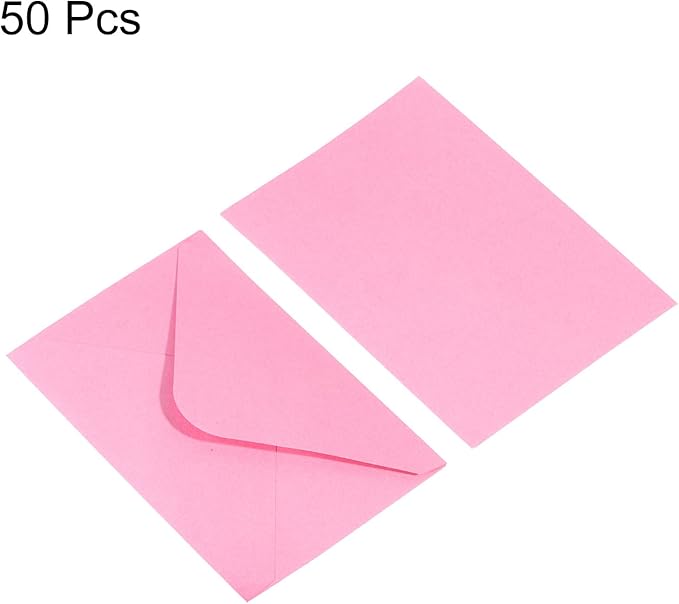PATIKIL Mini Envelopes, 50 Pack Gift Cards Business Cards Envelope for Invitation Graduation, Pink