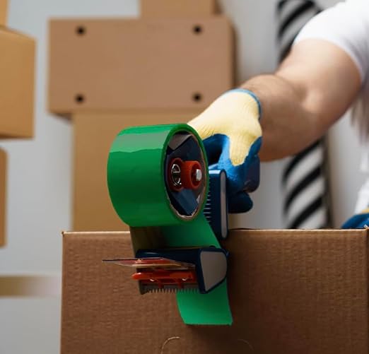 Heavy Duty Packaging Color Tape for Shipping,Packing and Moving 3" Wide x 2.0 Mil Thick -110 Yrd Roll -Acrylic Adhesive Tape for Box Sealing. (4 Rolls, Green, 3" Wide x 110 yds)