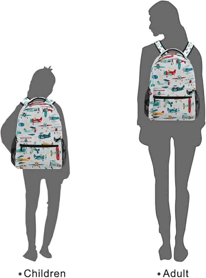 AUUXVA Colorful Helicopter Airplane School Backpack for Girls Boys Kids Laptop Backpack Travel Camping Daypack