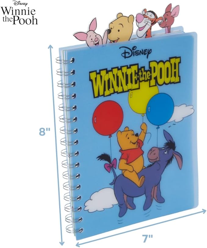 Innovative Designs Disney Winnie the Pooh Tab Journal Notebook, Spiral Bound, 96 Lined Pages, 8 x 7 inches