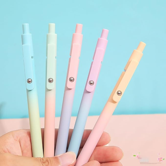 Birthday Gifts for Women, Easter Gifts for 4-12 Year Old Girl, Gel Pens, Teen Girl Easter Basket Stuffers, Preppy Stuff, Black Ink Pens for Journaling, Valentines Gifts for Teens, (5 Pcs Gradient)