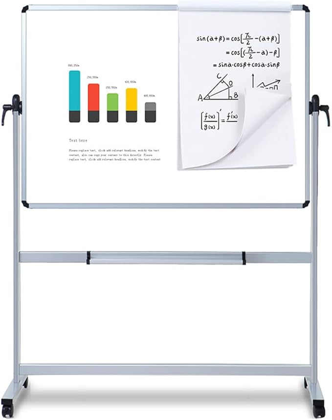VIZ-PRO Double-Sided Magnetic Mobile Whiteboard,72 x 48 Inches Aluminium Frame and Stand