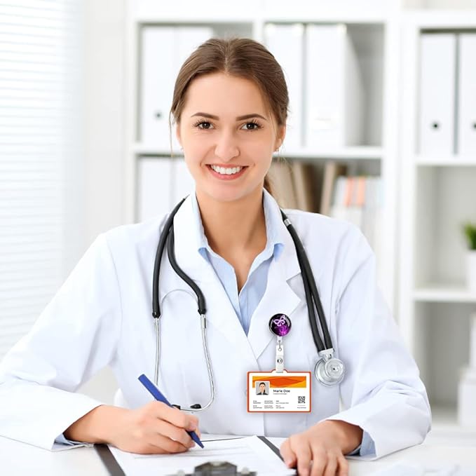 Retractable ID Badge Holder Nurse Badge Reels with Clip Name Card Holders for Office Worker Doctor Nurse (Butterfly 3-1)