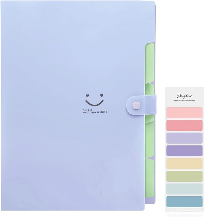 SKYDUE Letter A4 Paper Expanding File Folder Pockets Accordion Document Organizer (Purple)