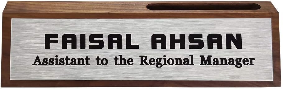Personalized Business Desk Name Plate with Card Holder Custom Desk Nameplate Support Adding Logo 2" x 8"
