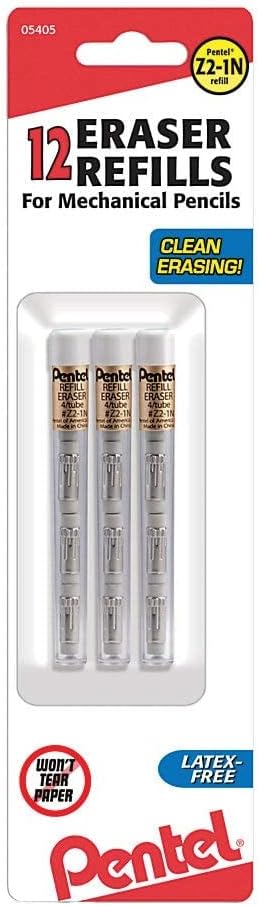 Pentel® Eraser Refills For Mechanical Pencils, White, Pack Of 12