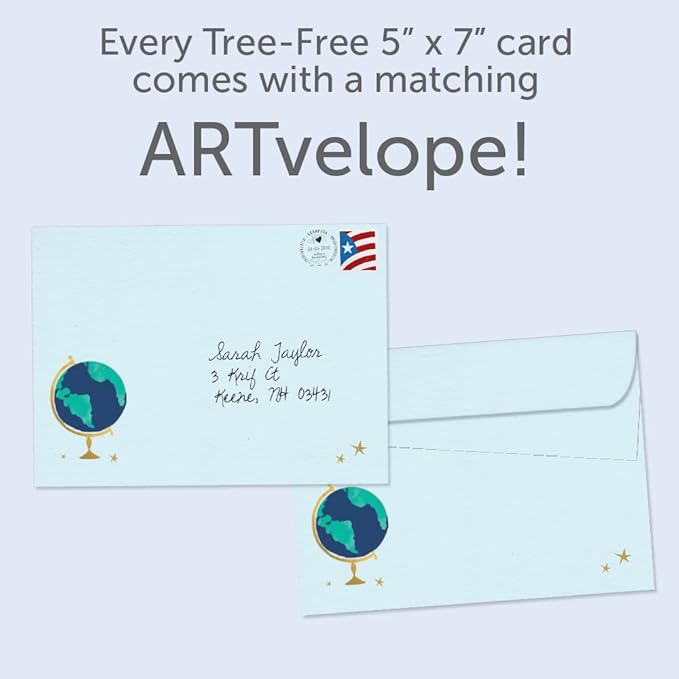 Tree-Free Greetings Teacher Appreciation Cards - Artful Designs - 2 Cards + Matching Envelopes - Made in USA - 100% Recycled Paper - 5"x7" - Lighthearted, For Teacher, The World Needs (GT64438)