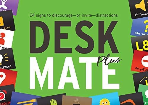 Trainers Warehouse Deskmate Plus - Office Desk Accessories | 24 Signs to Discourage (or Invite) Distractions | Signs for Office - Sturdy Calendar-Style Stands 5"H x 7"W