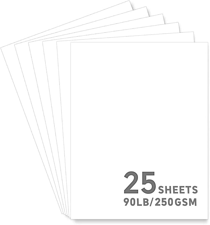 25Sheets White Cardstock Paper, 8.5 x 11 Card stock for Cricut, Thick Construction Paper for Card Making, Scrapbooking, Craft 90 lb / 250 gsm