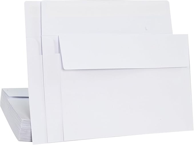 50 Packs 5x7 Envelopes,White A7 Envelopes,5x7 Envelopes for Invitations,Envelopes Self Seal for Weddings,Greeting Cards, Mailing, Invitations, Photos, Postcards，Printable Invitation Envelopes