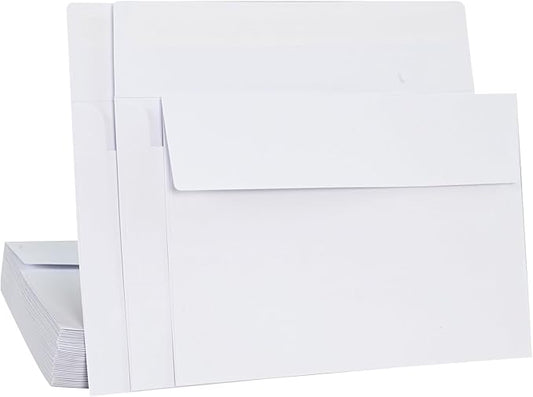 50 Packs 5x7 Envelopes,White A7 Envelopes,5x7 Envelopes for Invitations,Envelopes Self Seal for Weddings,Greeting Cards, Mailing, Invitations, Photos, Postcards，Printable Invitation Envelopes