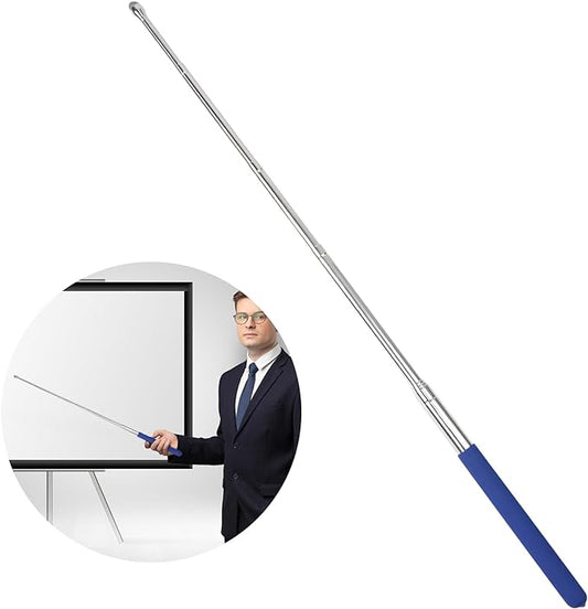 Retractable Teacher Pointer 𝟑𝟗.𝟓'', Pointer Stick with 𝗦𝘁𝘆𝗹𝘂𝘀 Smooth Sensitive Tablet Pen Stylus Pen, Teacher Coach Presenter Pointer Blue