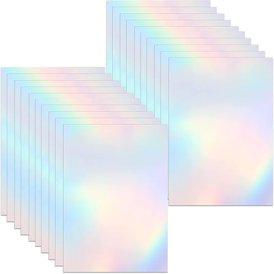Bylion Transparent Holographic Overlay Lamination Vinyl A4 Size Self-Adhesive Laminate Waterproof Vinyl Sticker Paper, 20 Sheets 8.25 x 11.7 Inches