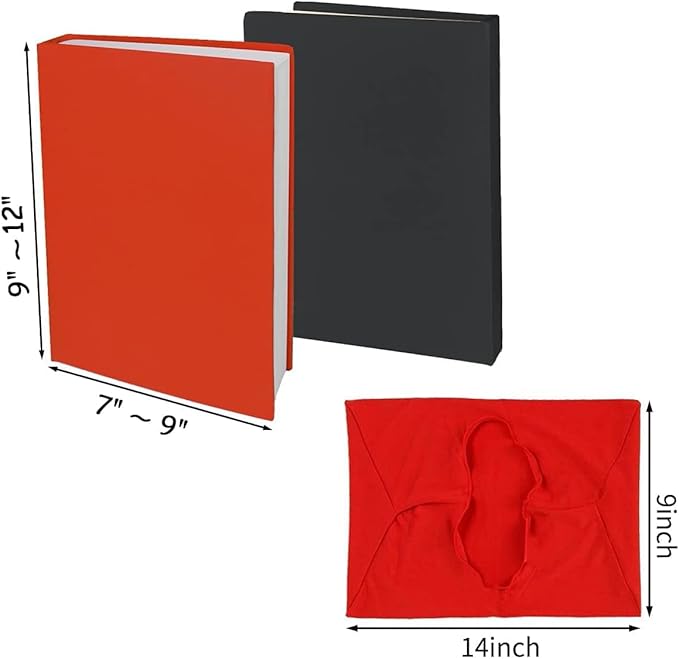 2 Pack Stretchable Book Sleeve Covers, for Paperbacks Hardcover Textbooks up to 9" x 12", Office Supplies with Free Sticker Labels (2 Pack, Blue)