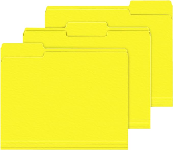 File Folder, PANDRI 120 Pack File Folder, 1/3 Cut Tab, Letter Size, Filing Folder for Office School Business, Yellow
