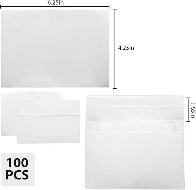 100 Packs A9 Envelopes,5-3/4 x 8-3/4 Envelopes,A9 Envelopes for Invitations,Printable invitation envelope,Photos, postcards, greeting cards, mailings, Wedding Self-sealing Envelopes (white)
