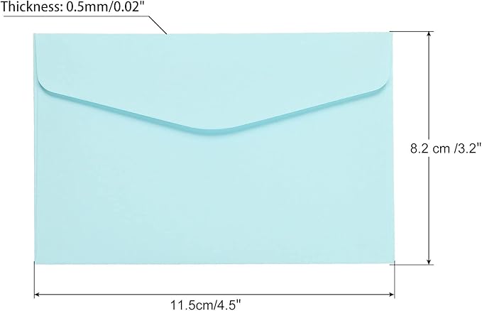 PATIKIL Mini Envelopes, 100 Pack Paper Blank Small Items Storage Business Card Holder for Greeting Note Party, Light Blue