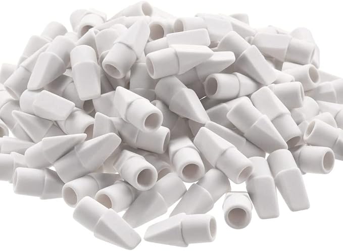 Sooez 120 Pack White Pencil Erasers, Pencil Top Erasers, Cap Erasers, Eraser Tops, Pencil Eraser Toppers, Studying Supplies for Teachers