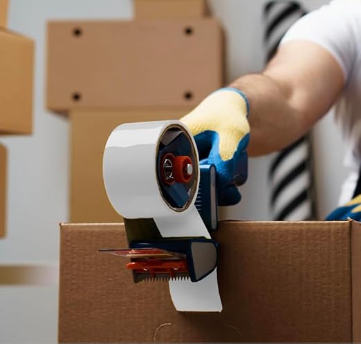 Heavy Duty Packaging Color Tape for Shipping,Packing and Moving 2" Wide x 2.0 Mil Thick -110 Yrd Roll -Acrylic Adhesive Tape for Box Sealing. (1 Roll, White, 2" Wide x 110 yds)