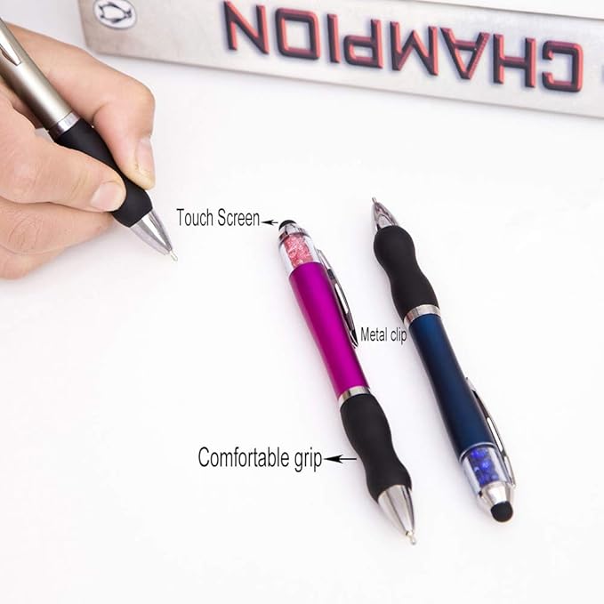 N\C Ballpoint Pens 2 in 1 Stylus Pens Medium 1mm Point Pen with Stylus Tips Black Ink Pen Stylus Pens for iPads (10 packs)