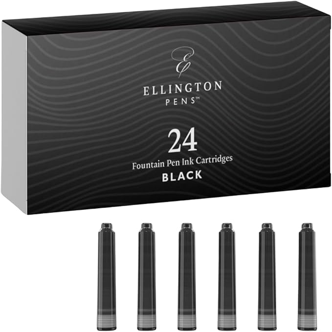 Vibrant Fountain Pen Ink Refills - 24 Pack Vibrant 6 Colors International Standard Size Cartridges - Premium Quality & Non-Toxic - Long-Lasting Ink