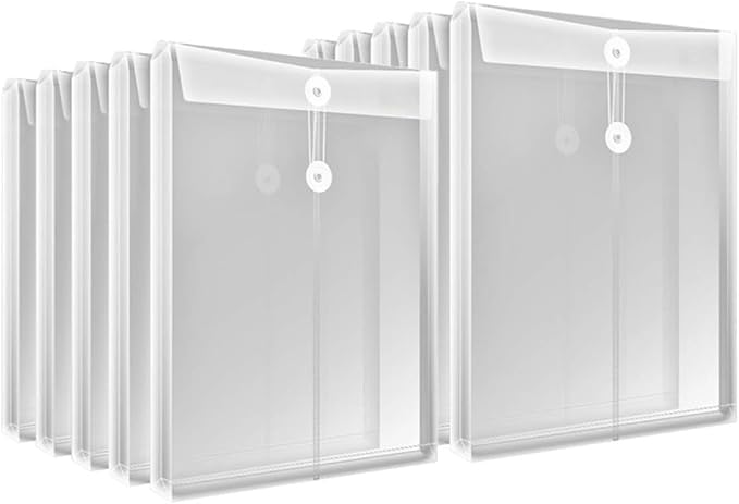 Letter Size Clear Plastic String Envelopes with Expansion File Paper Project Folder Envelope Holder 10Pcs