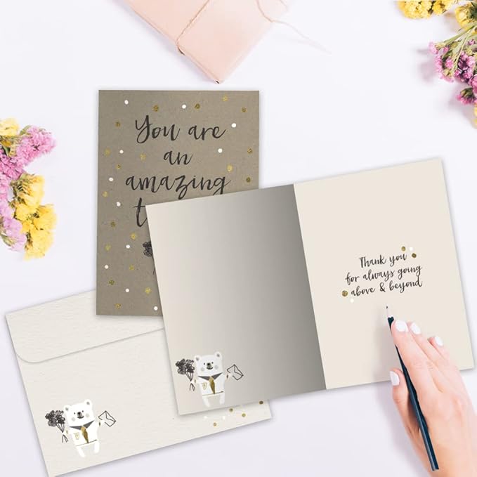 Tree-Free Greetings Teacher Appreciation Cards - Artful Designs - 2 Cards + Matching Envelopes - Made in USA - 100% Recycled Paper - 5"x7" - Heartfelt, For Teacher, An Amazing Teacher (GT64437)