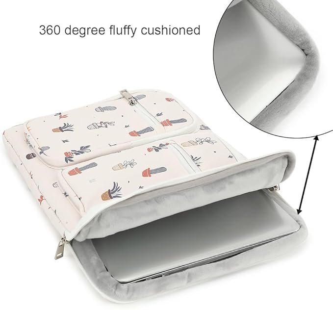 canvaslife 360° Protective Laptop Sleeve Case Bag with 4 Pockets for MacBook Pro 16 inch and 15 inch-15.6 inch Laptop (Small potted)