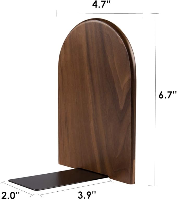 Pandapark Wood Bookends,Non-Skid Bookend for Shelves,Heavy Duty Bookends,Book Stand for Books/CDs,1 Pair