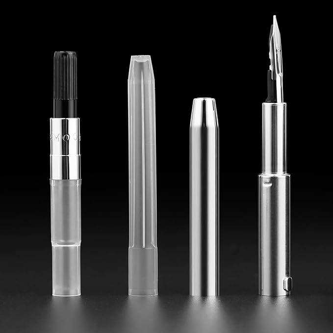 Majohn A2 Press Fountain Pen Extra Fine Nib with Box, Retractable Green Resin Ink Pen with Converter Writing Pen Set (Silver Clip Version）